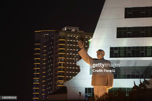 Statue of former Chinese leader Mao Zedong is seen in front of Guizhou Minority Cultural Palace on January 27, 2013 in Guiyang of Guizhou Province,...