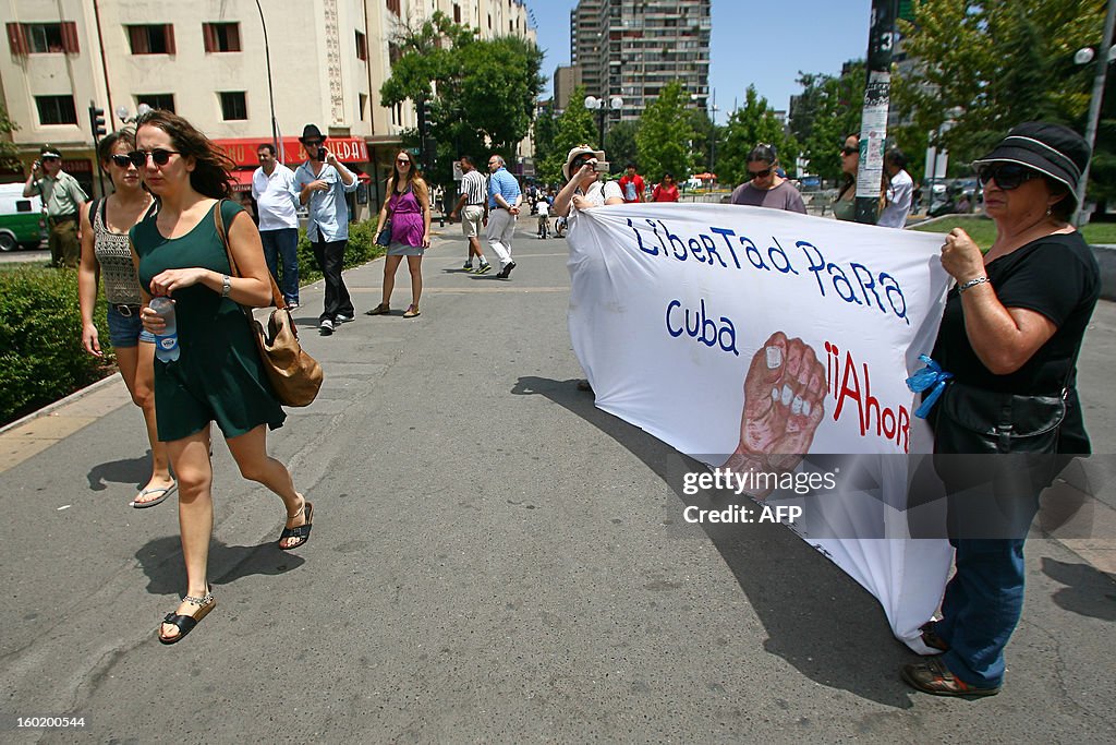 CHILE-CELAC-EU-SUMMIT-CUBA-DEMO