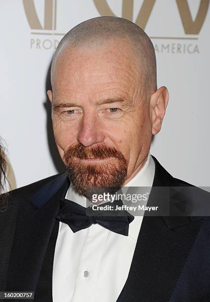 Actor Bryan Cranston arrives at the 24th Annual Producers Guild Awards at The Beverly Hilton Hotel on January 26, 2013 in Beverly Hills, California.