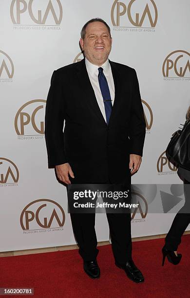 Producer Harvey Weinstein arrives at the 24th Annual Producers Guild Awards at The Beverly Hilton Hotel on January 26, 2013 in Beverly Hills,...