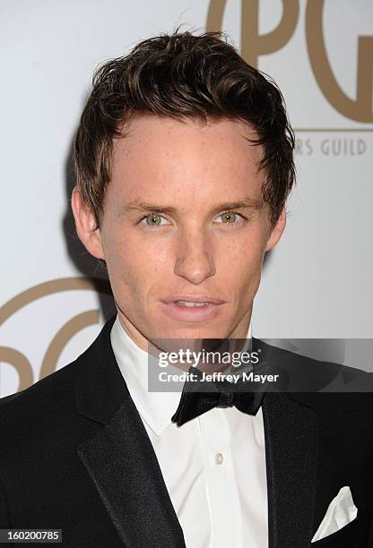 Actor Eddie Redmayne arrives at the 24th Annual Producers Guild Awards at The Beverly Hilton Hotel on January 26, 2013 in Beverly Hills, California.