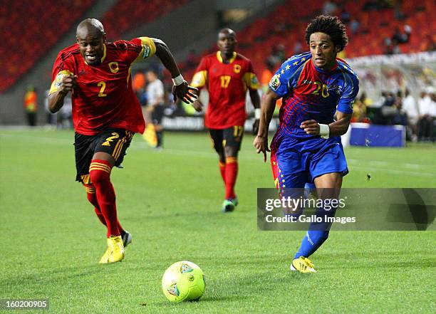 Marco Ibraim de Sousa Airosa of Angola and Ryan Mendes of Cape Verde Islands during the 2013 Orange African Cup of Nations match between Cape Verde...