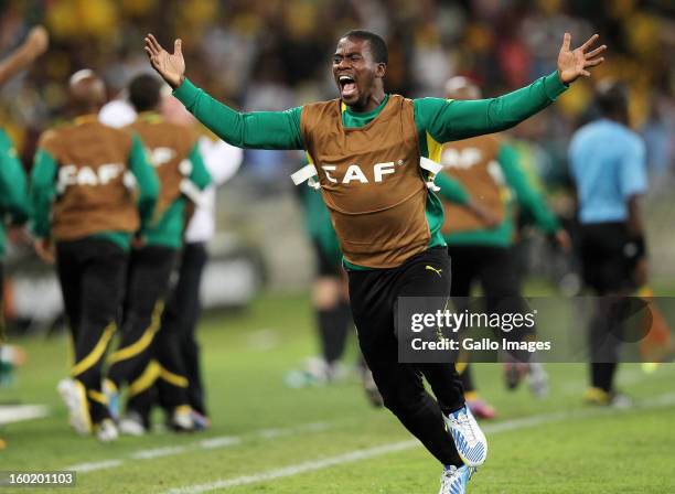 Senzo Meyiwa of South Africa during the 2013 Orange African Cup of Nations match between South Africa and Morocco from Moses Mabhida Stadium on...