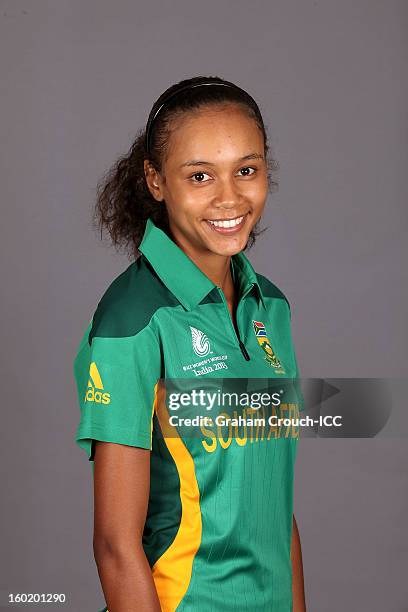 Savannah Cordes of South Africa poses at a portrait session ahead of the ICC Womens World Cup 2013 at the Taj Mahal Palace Hotel on January 27, 2013...