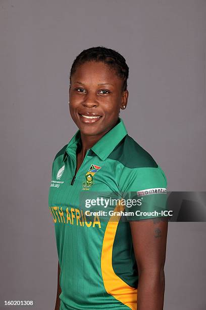 Marcia Letsoalo of South Africa poses at a portrait session ahead of the ICC Womens World Cup 2013 at the Taj Mahal Palace Hotel on January 27, 2013...