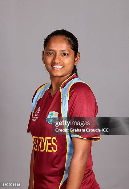 Anisa Mohammed of West Indies poses at a portrait session ahead of the ICC Womens World Cup 2013 at the Taj Mahal Palace Hotel on January 27, 2013 in...