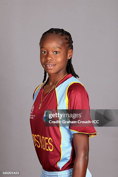 Shaquana Quintyne of West Indies poses at a portrait session ahead of the ICC Womens World Cup 2013 at the Taj Mahal Palace Hotel on January 27, 2013...