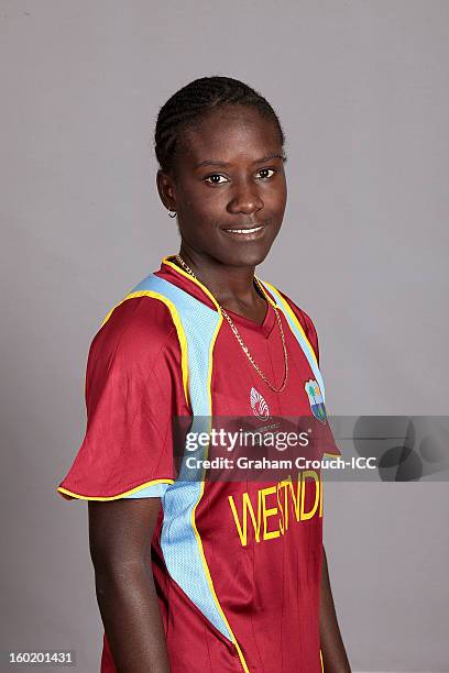 Kyshona Knight of West Indies poses at a portrait session ahead of the ICC Womens World Cup 2013 at the Taj Mahal Palace Hotel on January 27, 2013 in...