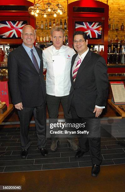 Caesars Palace President Gary Selesner, television personality and chef Gordon Ramsay and Harrah's Regional Vice President of Food & Beverage Jeffrey...