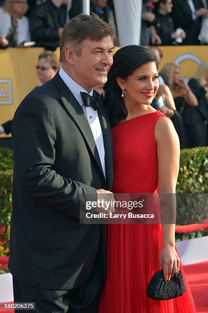 Actor Alec Baldwin and wife Hilaria Thomas attend the 19th Annual Screen Actors Guild Awards at The Shrine Auditorium on January 27, 2013 in Los...