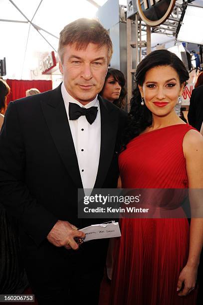 Actor Alec Baldwin and Hilaria Thomas Baldwin attend the 19th Annual Screen Actors Guild Awards at The Shrine Auditorium on January 27, 2013 in Los...