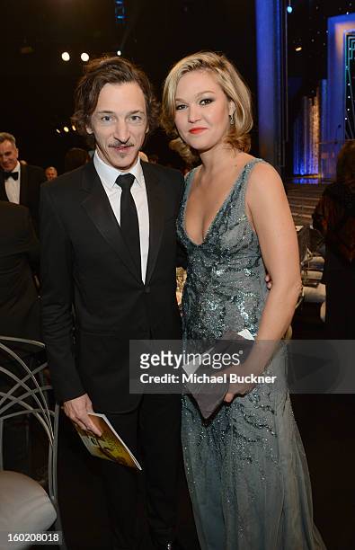 Actor John Hawkes and actress Julia Stiles attend the 19th Annual Screen Actors Guild Awards at The Shrine Auditorium on January 27, 2013 in Los...