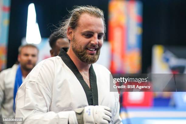 Matt Bush of Great Britain during the Para Taekwondo match on Day 9 of European Para Championships on Day 9 at Ahoy on August 16, 2023 in Rotterdam,...