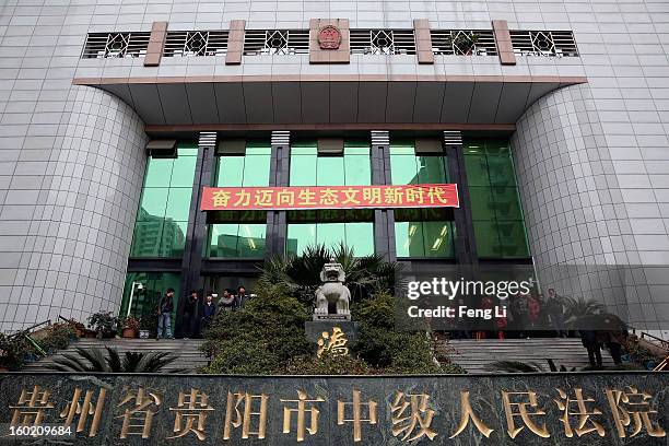 General view of Guiyang Intermediate People's Court after a press conference on former Chinese leader Bo Xilai's case on January 28, 2013 in Guiyang,...