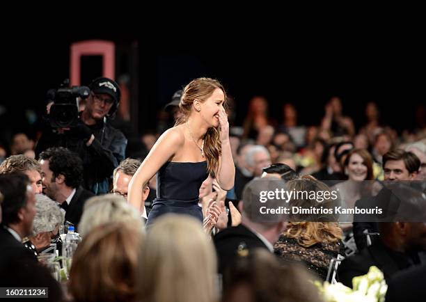 Actress Jennifer Lawrence attends the 19th Annual Screen Actors Guild Awards at The Shrine Auditorium on January 27, 2013 in Los Angeles, California....