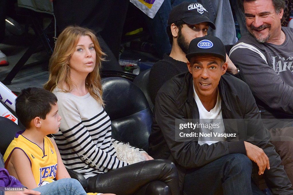 Celebrities At The Lakers Game