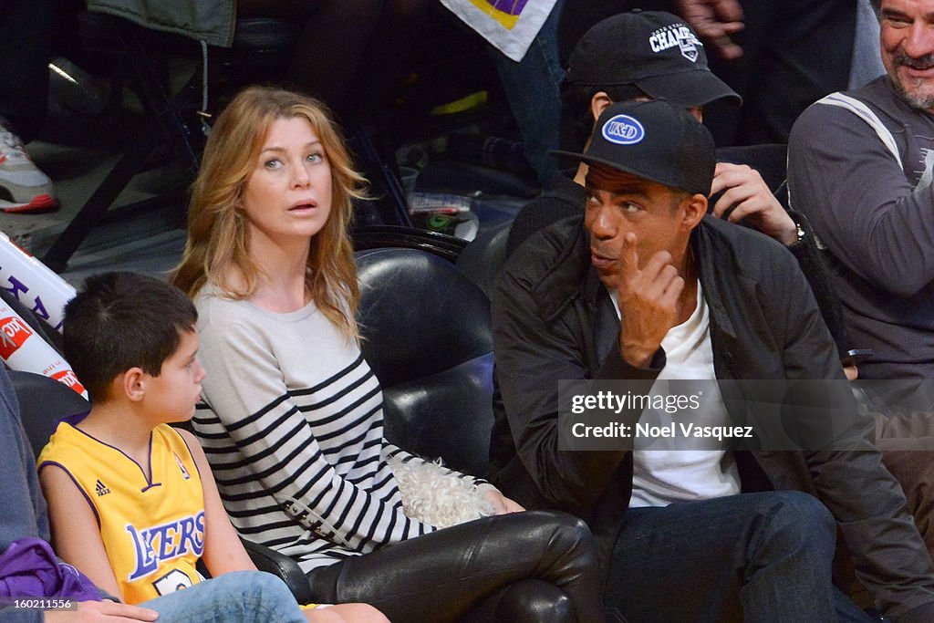 Celebrities At The Lakers Game