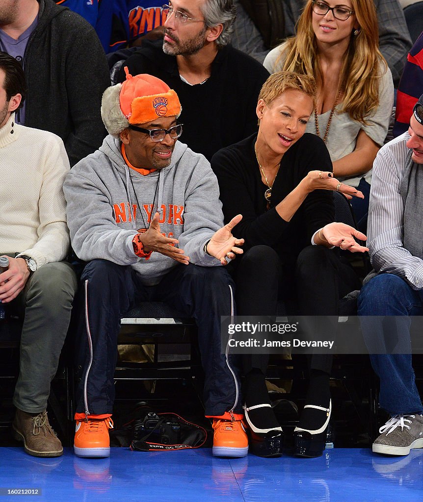 Celebrities Attend The Atlanta Hawks Vs New York Knicks Game