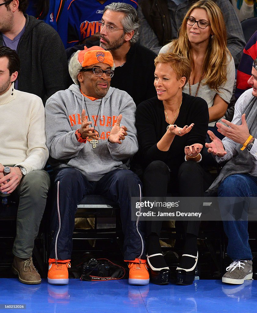 Celebrities Attend The Atlanta Hawks Vs New York Knicks Game