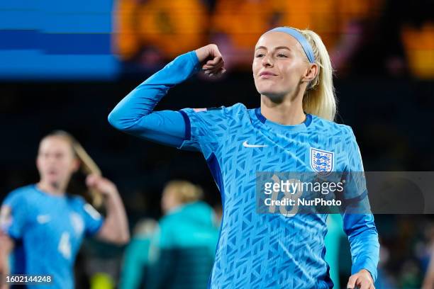 Chloe Maggie Kelly of England and Manchester City celebrates victory after during the FIFA Women's World Cup Australia &amp; New Zealand 2023 Semi...