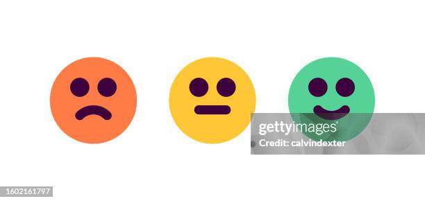 emoticons for mental wellbeing and customer feedback - negative feedback stock illustrations