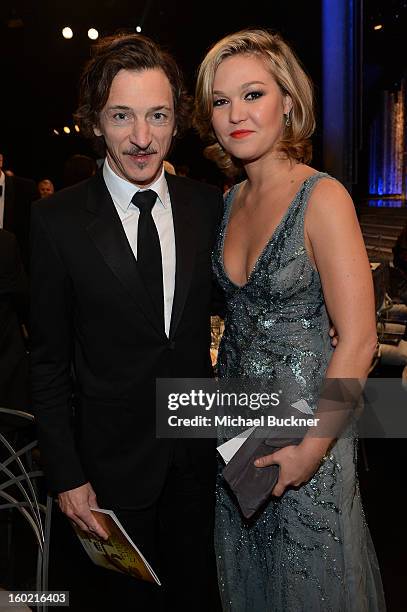 Actor John Hawkes and actress Julia Stiles attend the 19th Annual Screen Actors Guild Awards at The Shrine Auditorium on January 27, 2013 in Los...