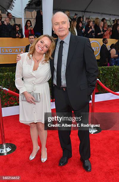Actor Creed Bratton and guest arrive at the 19th Annual Screen Actors Guild Awards held at The Shrine Auditorium on January 27, 2013 in Los Angeles,...