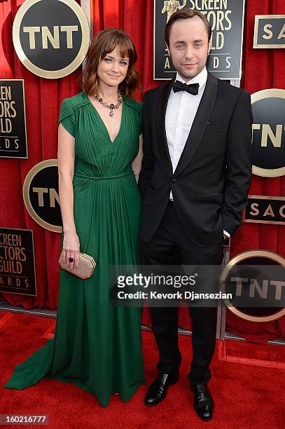 Actors Alexis Bledel and Vincent Kartheiser arrive at the 19th Annual Screen Actors Guild Awards held at The Shrine Auditorium on January 27, 2013 in...