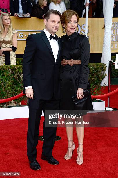 Actor Shea Whigham and Christine Whigham arrive at the 19th Annual Screen Actors Guild Awards held at The Shrine Auditorium on January 27, 2013 in...