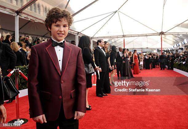 Actor Nolan Gould attends the 19th Annual Screen Actors Guild Awards at The Shrine Auditorium on January 27, 2013 in Los Angeles, California....