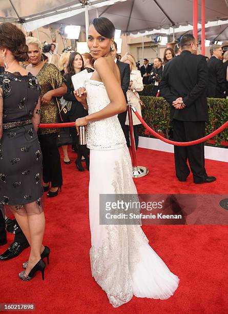 Actress Kerry Washington attends the 19th Annual Screen Actors Guild Awards at The Shrine Auditorium on January 27, 2013 in Los Angeles, California....