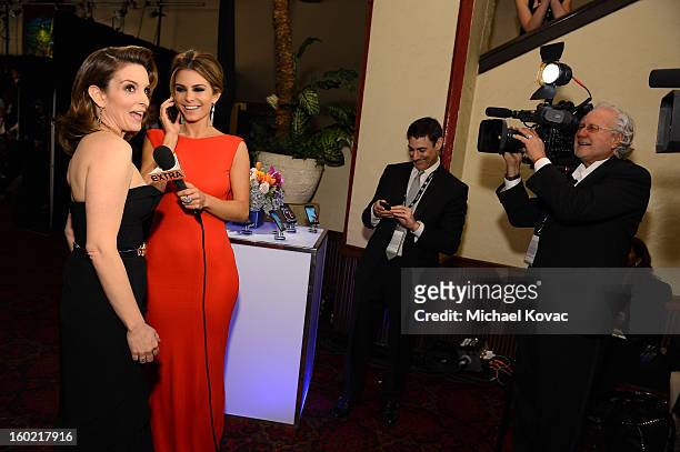 Actress Tina Fey and Tv personality Maria Menounos backstage at the 19th Annual Screen Actors Guild Awards at The Shrine Auditorium on January 27,...