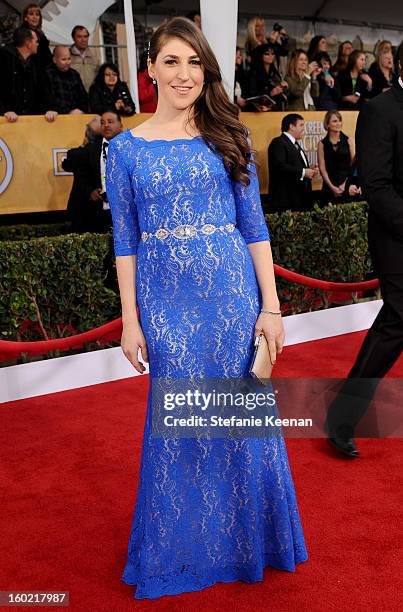 Actress Mayim Bialik attends the 19th Annual Screen Actors Guild Awards at The Shrine Auditorium on January 27, 2013 in Los Angeles, California....