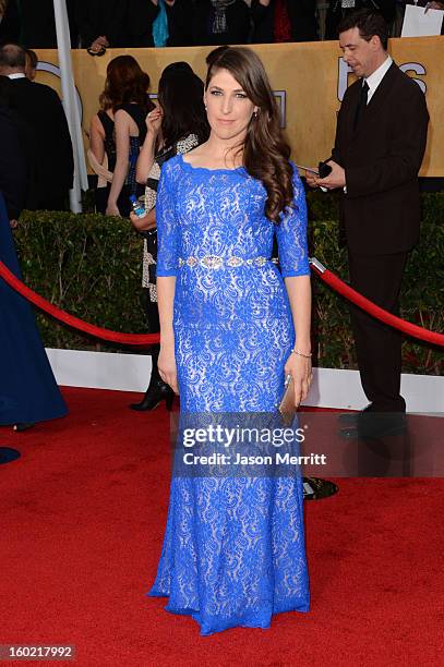 Actress Mayim Bialik attends the 19th Annual Screen Actors Guild Awards at The Shrine Auditorium on January 27, 2013 in Los Angeles, California....