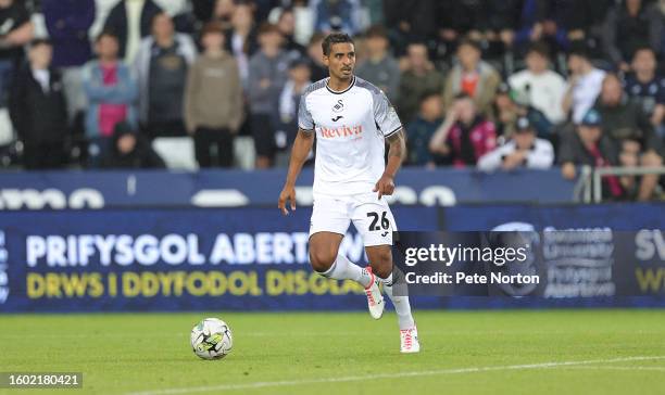 Kyle Naughton of Swansea City in action during the Carabao Cup First Round match between Swansea City and Northampton Town at Swansea.com Stadium on...