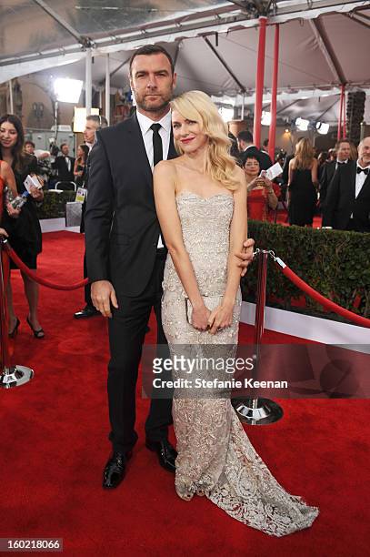 Actor Liev Schreiber and actress Naomi Watts attend the 19th Annual Screen Actors Guild Awards at The Shrine Auditorium on January 27, 2013 in Los...