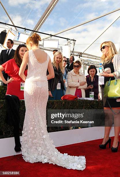 Actress Jayma Mays attends the 19th Annual Screen Actors Guild Awards at The Shrine Auditorium on January 27, 2013 in Los Angeles, California....