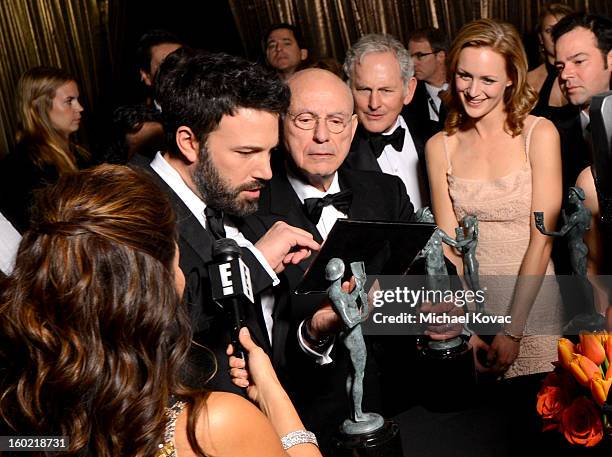 Actor/Director Ben Affleck, actors Alan Arkin, Victor Garber, Kerry Bishe backstage at the 19th Annual Screen Actors Guild Awards at The Shrine...