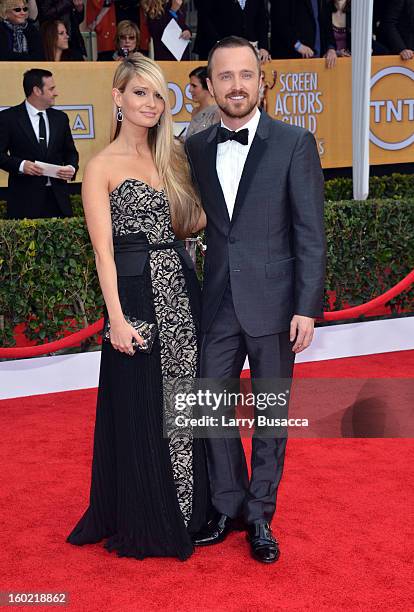 Lauren Parsekian and actor Aaran Paul attend the 19th Annual Screen Actors Guild Awards at The Shrine Auditorium on January 27, 2013 in Los Angeles,...