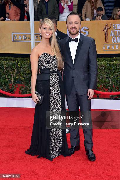 Lauren Parsekian and Aaran Paul attend the 19th Annual Screen Actors Guild Awards at The Shrine Auditorium on January 27, 2013 in Los Angeles,...