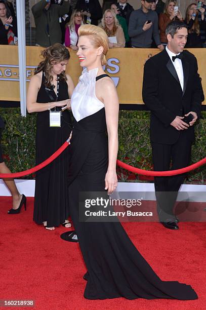 Actress January Jones attends the 19th Annual Screen Actors Guild Awards at The Shrine Auditorium on January 27, 2013 in Los Angeles, California....