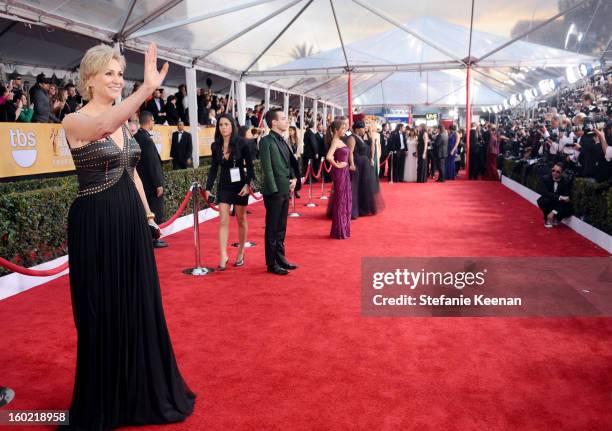 Actress Jane Lynch attends the 19th Annual Screen Actors Guild Awards at The Shrine Auditorium on January 27, 2013 in Los Angeles, California....