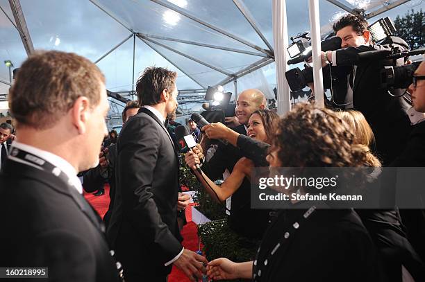 Actor Hugh Jackman attends the 19th Annual Screen Actors Guild Awards at The Shrine Auditorium on January 27, 2013 in Los Angeles, California....