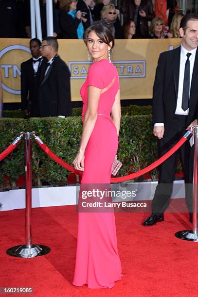 Actress Nina Dobrev attends the 19th Annual Screen Actors Guild Awards at The Shrine Auditorium on January 27, 2013 in Los Angeles, California....