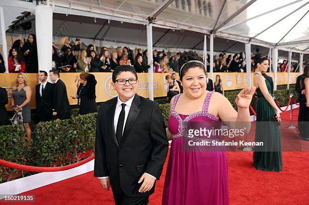 Actors Rico Rodriguez and Raini Rodriguez attend the 19th Annual Screen Actors Guild Awards at The Shrine Auditorium on January 27, 2013 in Los...