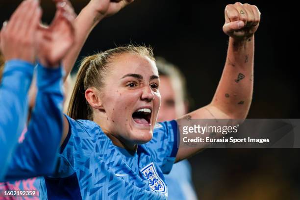 Georgia Stanway of England celebrates with her teammates after winning Australia during the FIFA Women's World Cup Australia & New Zealand 2023 Semi...