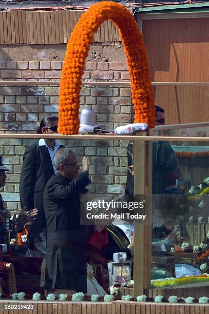 President Pranab Mukherjee during 64th Republic Day celebrations in New Delhi on Saturday.