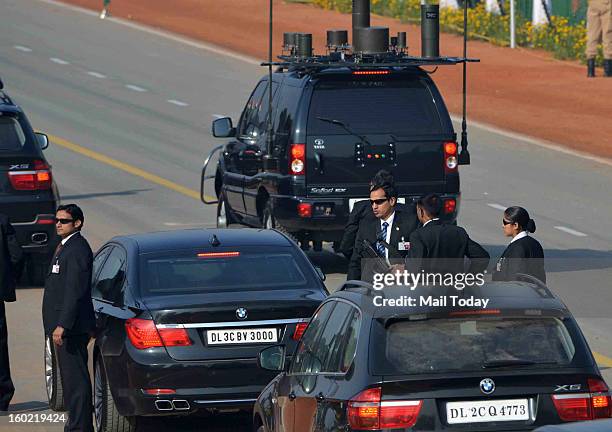 Convoy during 64th Republic Day celebrations in New Delhi on Saturday.