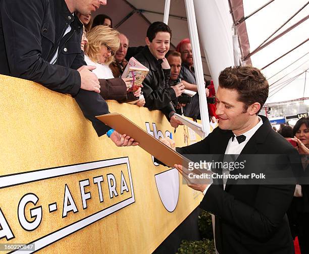 Actor Matthew Morrison attends the 19th Annual Screen Actors Guild Awards at The Shrine Auditorium on January 27, 2013 in Los Angeles, California....