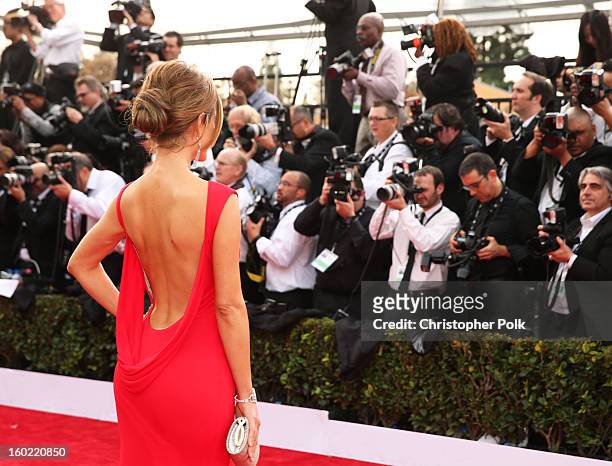 Personality Maria Menounos attends the 19th Annual Screen Actors Guild Awards at The Shrine Auditorium on January 27, 2013 in Los Angeles,...